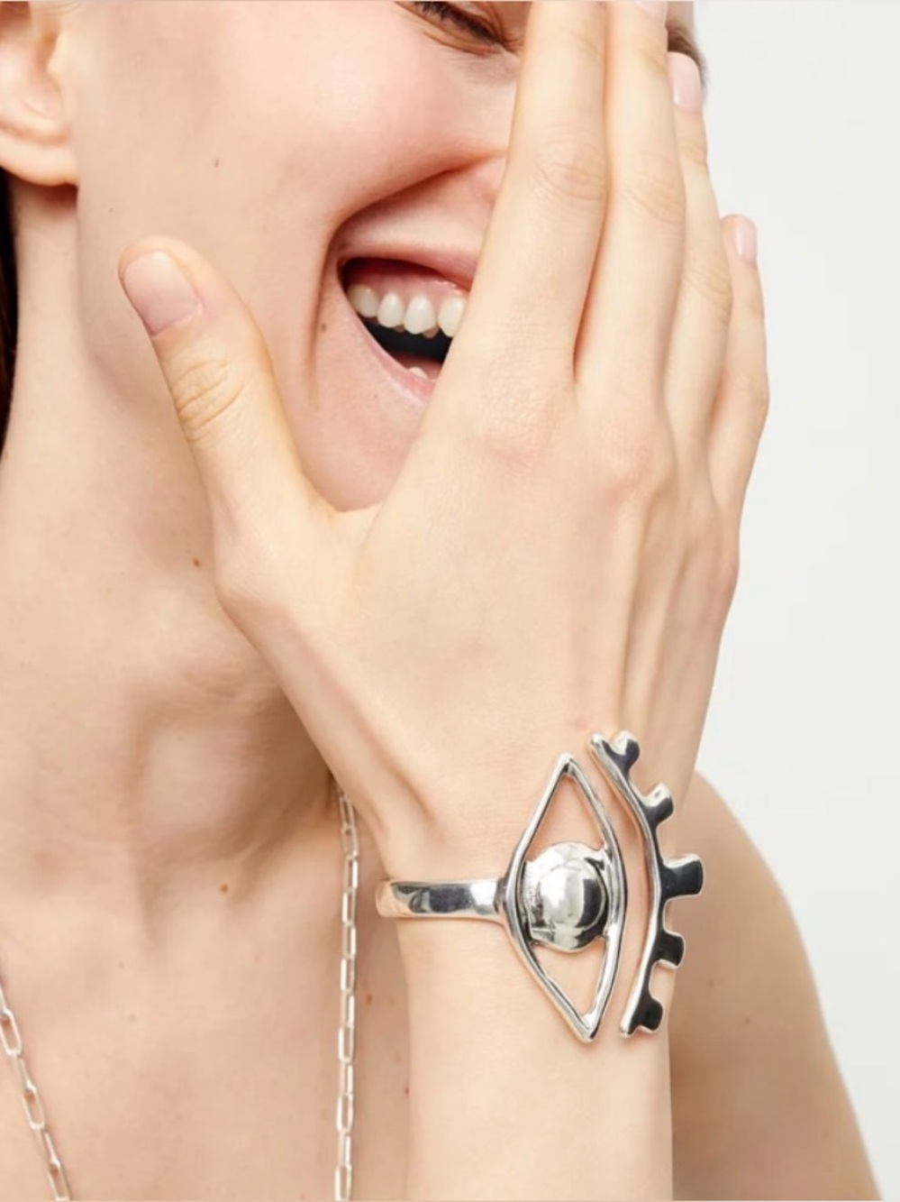Uno de 50 bangle bracelet with a striking central eye